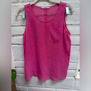 J Brand pink semi sheer gauze Tank Top